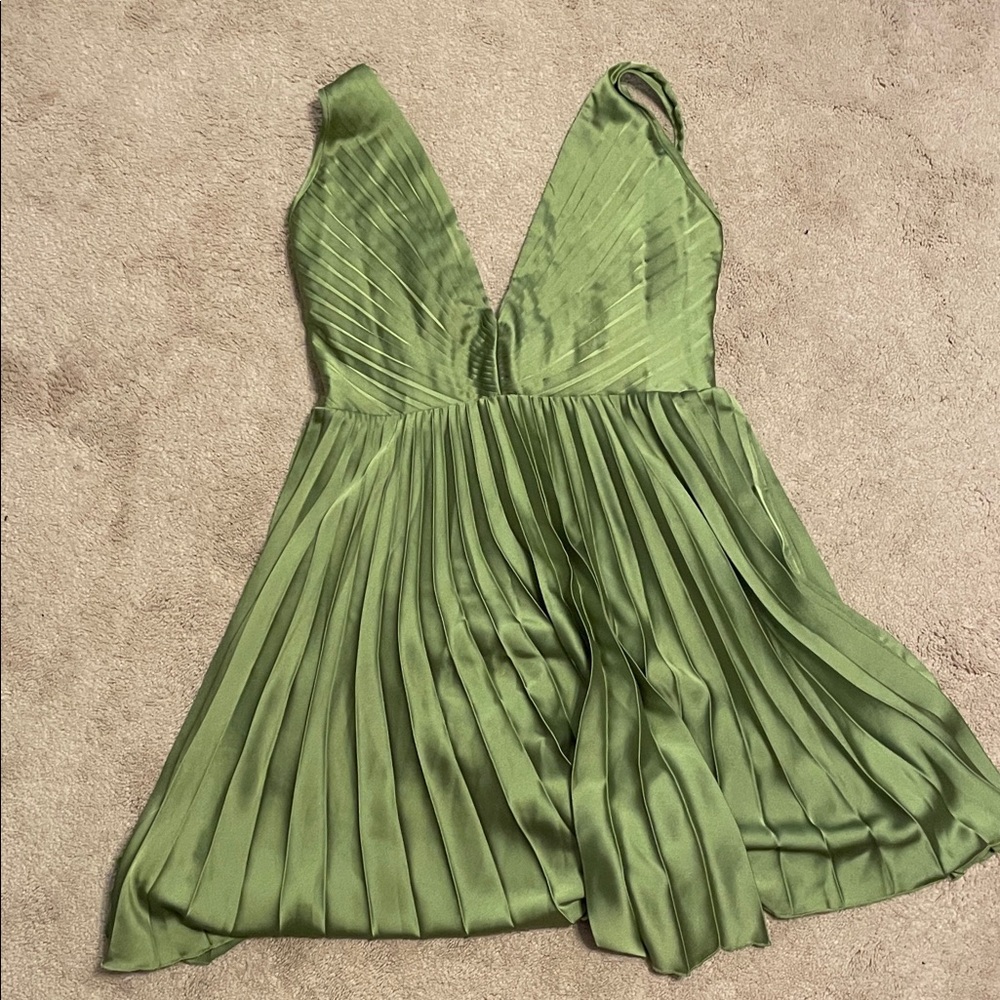 Abercrombie & Fitch Green Pleated Mini Dress